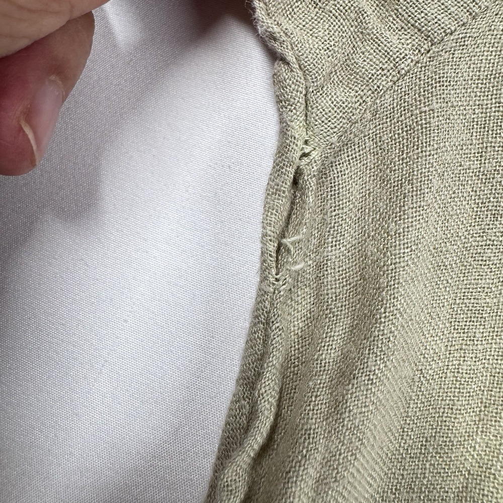 Luna Luz 100% Linen Gauze Dress Sz L Green Lagenlook Pockets‎ Boho Art Artsy - Picture 11 of 11